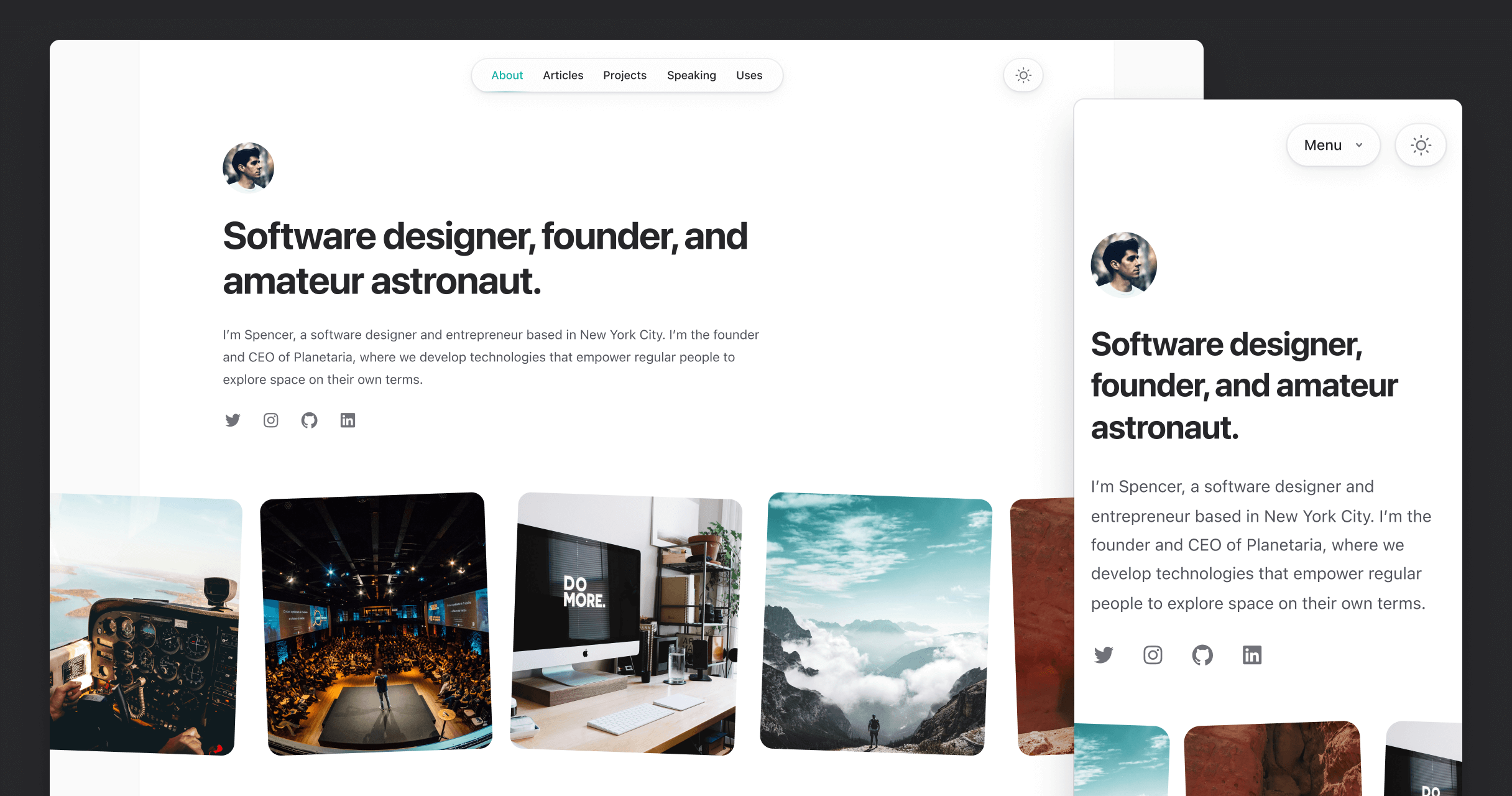 The new Spotlight personal website template