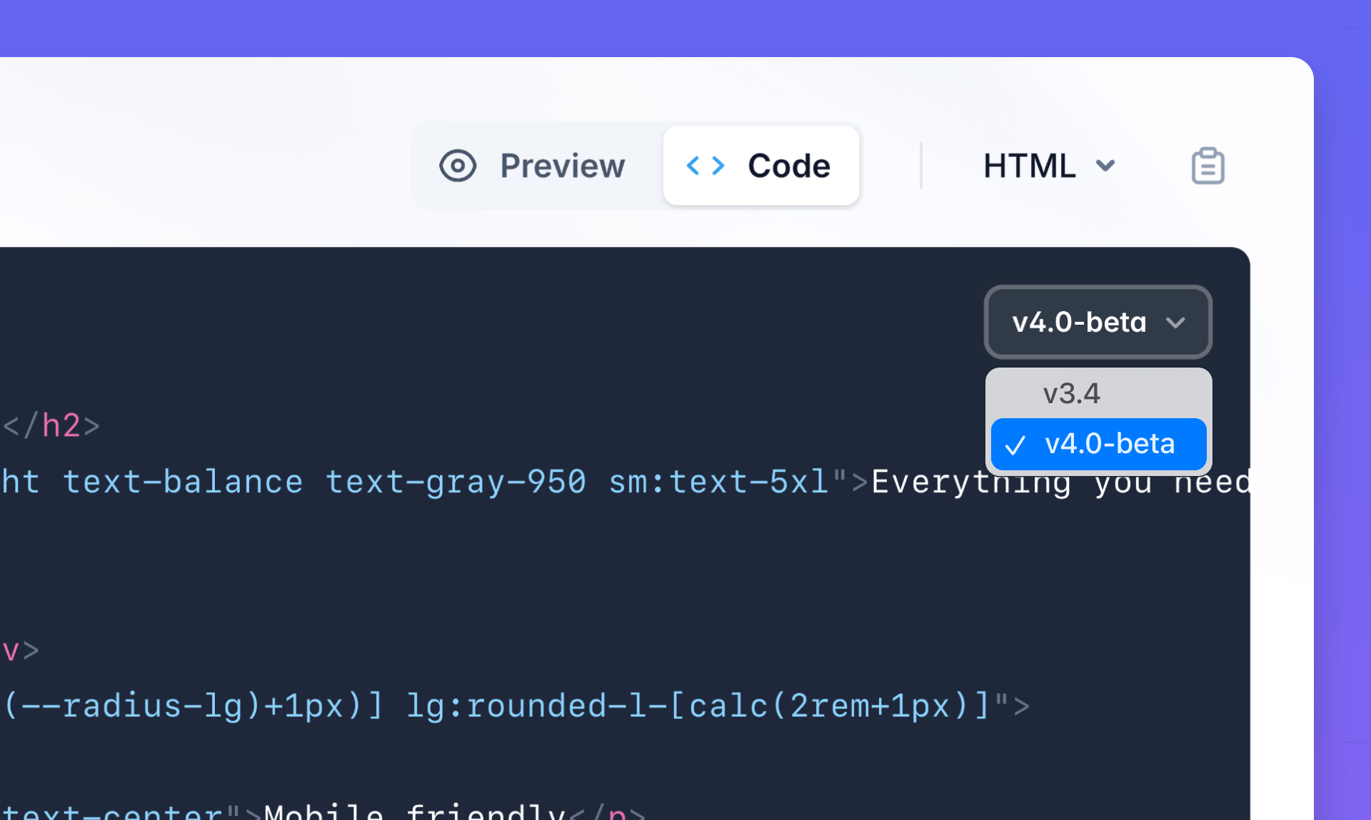 New Tailwind CSS version picker